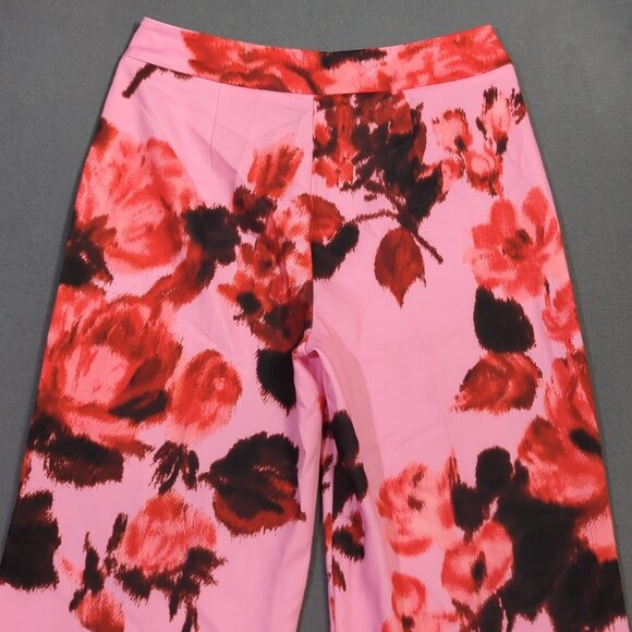 Tuckernuck Pants Women's M Pink Floral Cerise Blossom Erin Wide Leg Side Zip NWT - Picture 3 of 13